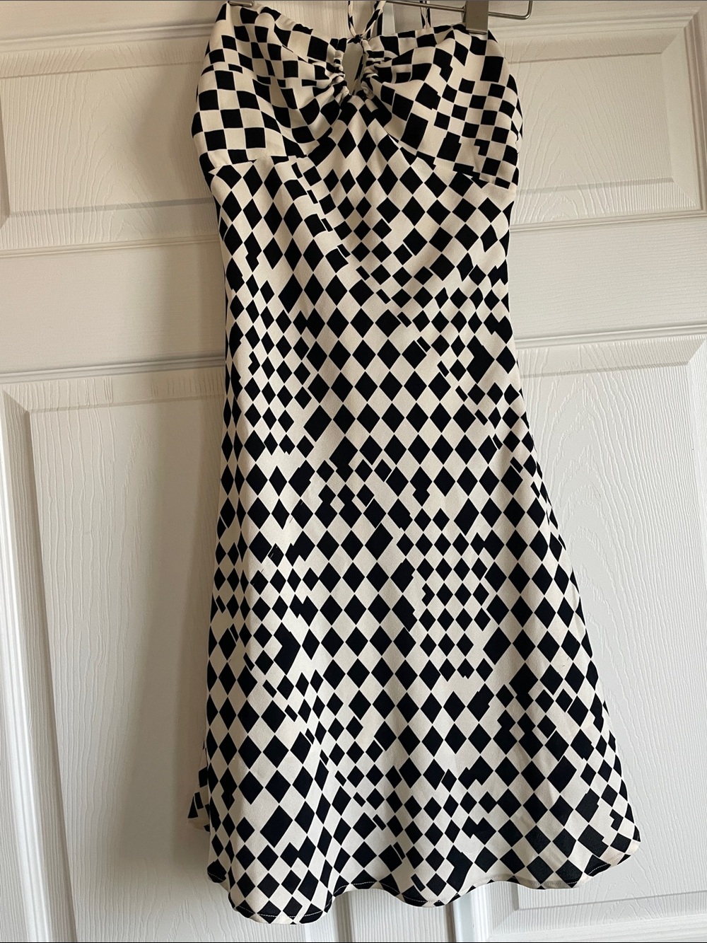 Cotton Candy Black and White Strapless Diamond-Print Dress